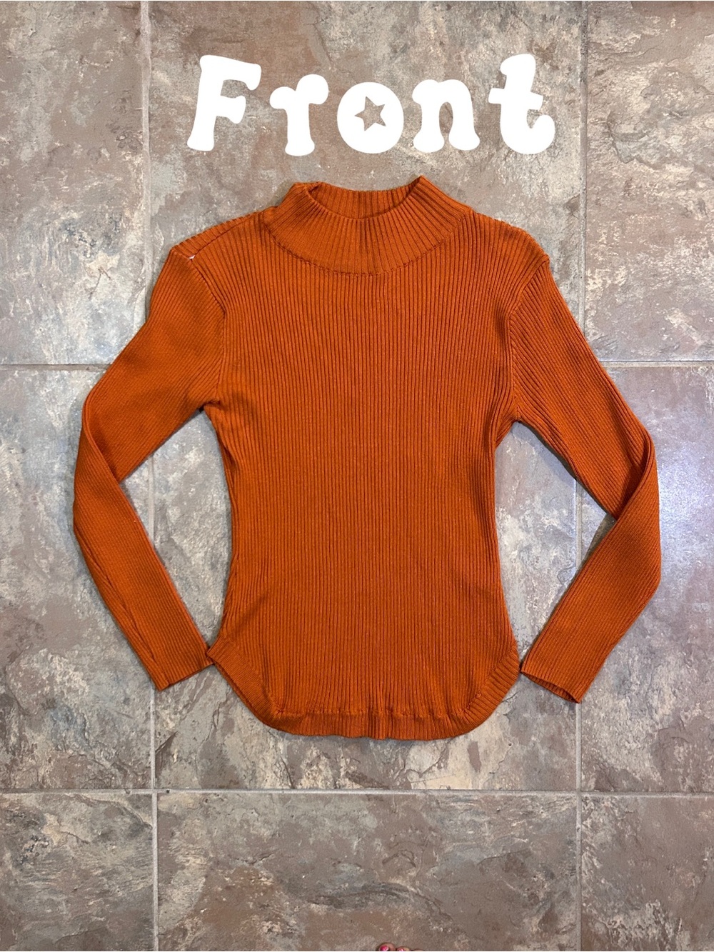 Caren Sport Ribbed Mock Neck Sweater - Orange